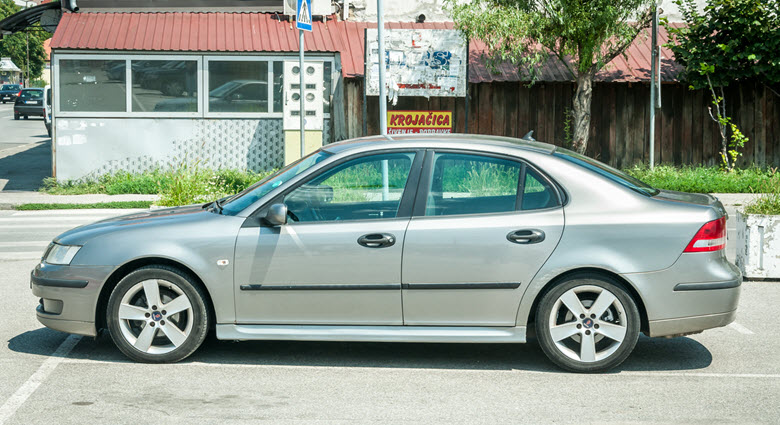 Silver Saab Car